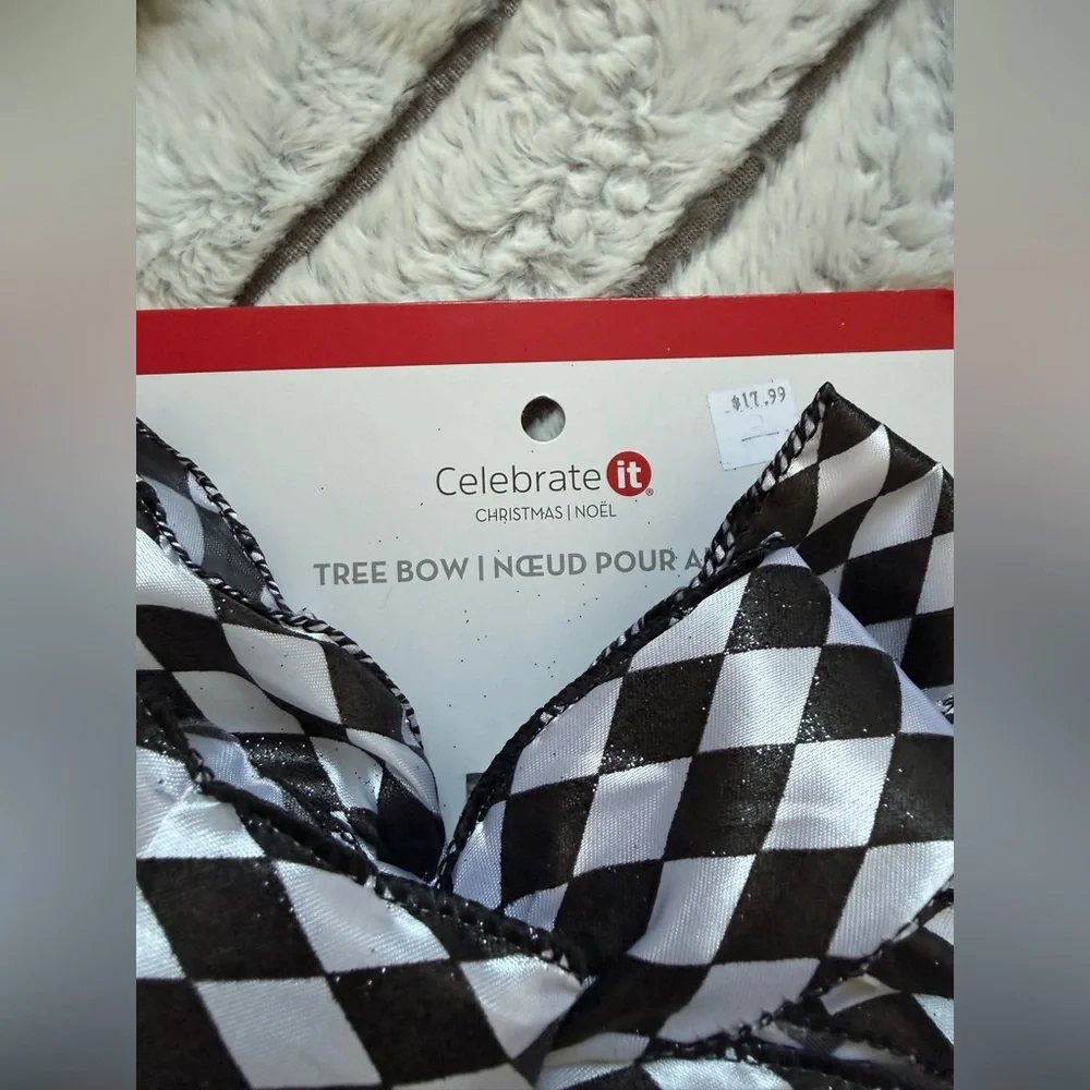 Celebrate It Black and White Harlequin Tree Bow - Picture 2 of 2